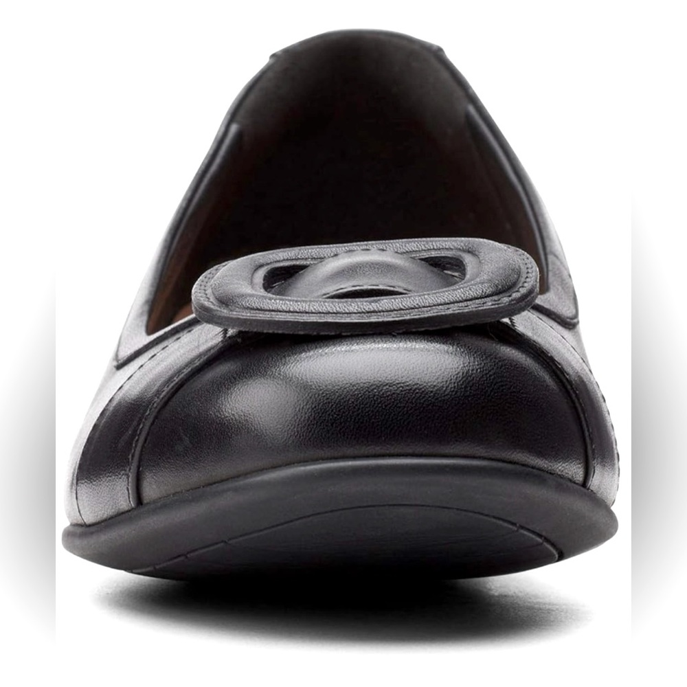CLARKS UN BLUSH COVE - BLACK LEATHER BLOCK HEEL WIDE WIDTH size 7